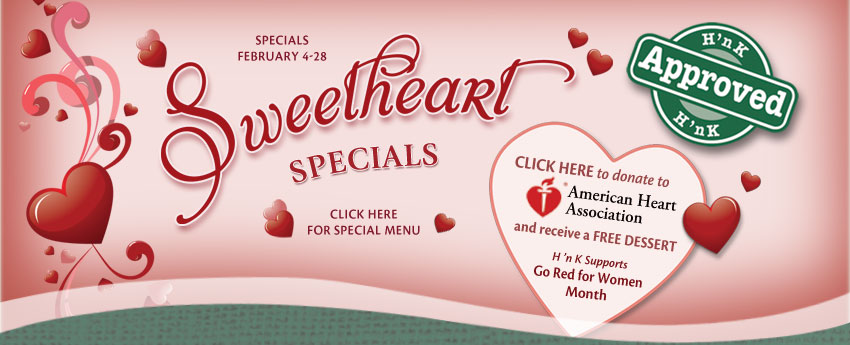 February Sweetheart Special Menu
